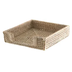 White Wash Rattan Napkin Holder