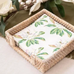 White Wash Rattan Napkin Holder