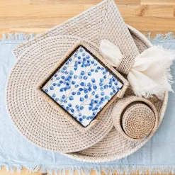 White Wash Rectangle Rattan Placemat