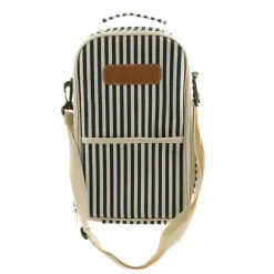 Wine Bag Navy/Cream Stripe with Cream Shoulder Belt