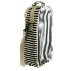 Wine Bag Navy/Cream Stripe with Cream Shoulder Belt