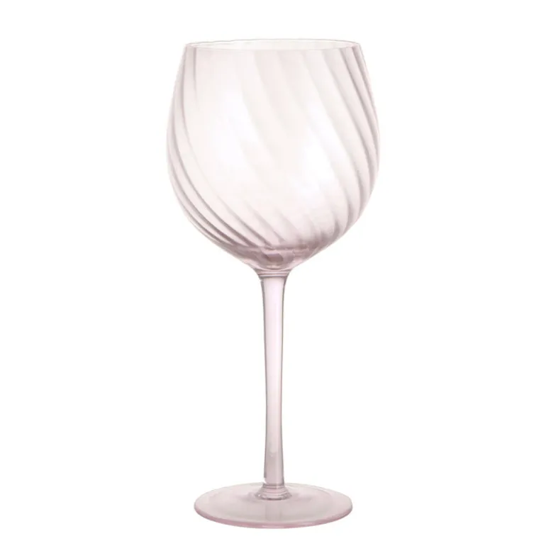 WINE GLASS Ribbed Swirl Blush 535ml