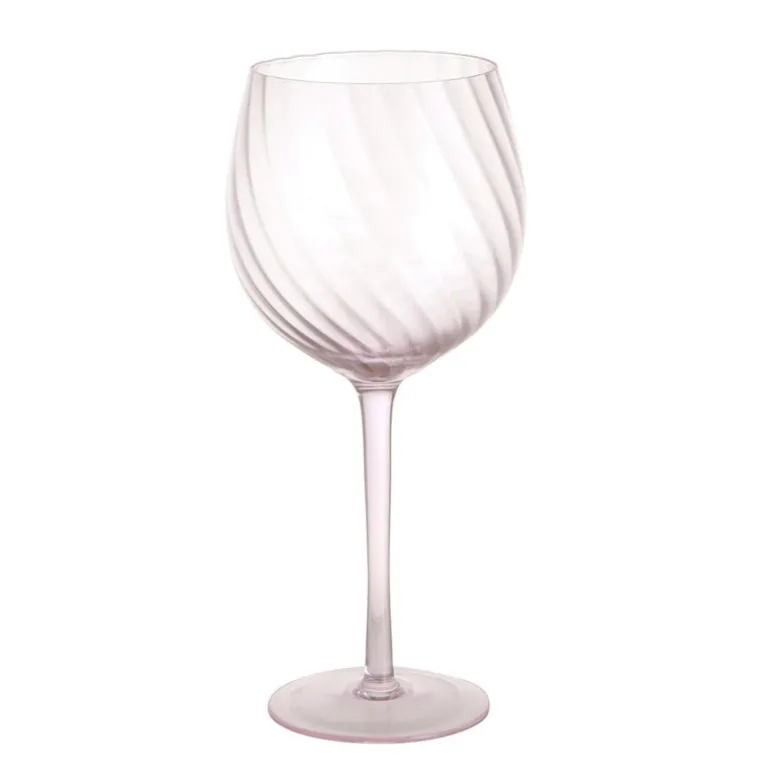 WINE GLASS Ribbed Swirl Blush 535ml