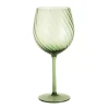Wine Glass Ribbed Swirl Forest Green
