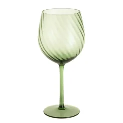 Wine Glass Ribbed Swirl Forest Green