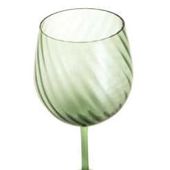 Wine Glass Ribbed Swirl Forest Green